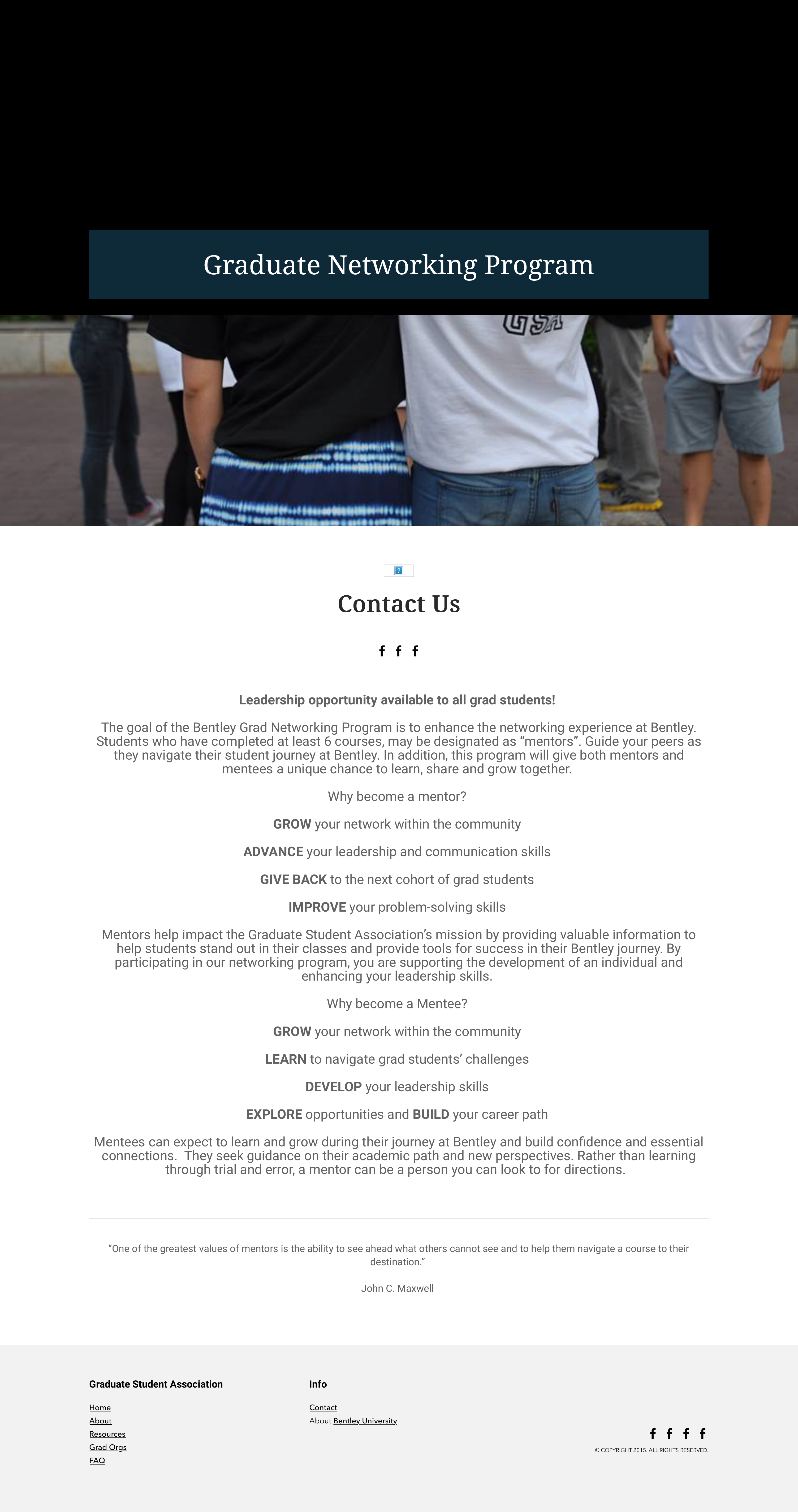 Original GNP page — mislabeled 'Contact Us' heading, single column